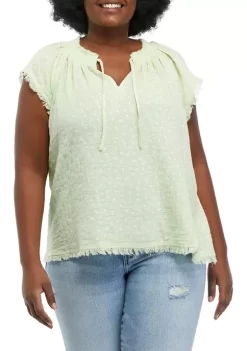 New 🥰 TRUE CRAFT Plus Size Printed Flutter Sleeve Peasant Blouse 🛒 -True Craft Clothing Store Belk 1095