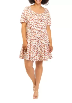 Coupon ❤️ TRUE CRAFT Plus Size Blouson Sleeve Tiered 👗 Dress 🤩 -True Craft Clothing Store Belk 1101