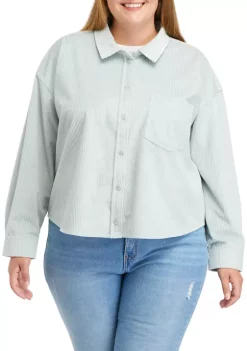 Discount 🌟 TRUE CRAFT Plus Size Cropped Corduroy Shacket 😉 -True Craft Clothing Store Belk 1106