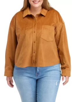 Discount 🌟 TRUE CRAFT Plus Size Cropped Corduroy Shacket 😉 -True Craft Clothing Store Belk 1107