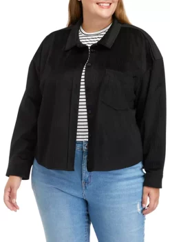 Discount 🌟 TRUE CRAFT Plus Size Cropped Corduroy Shacket 😉 -True Craft Clothing Store Belk 1108