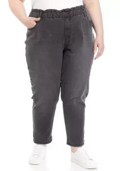 Budget 🎉 TRUE CRAFT Plus Size Elastic Waist High Rise Mom 👖 Jeans 🔔 -True Craft Clothing Store Belk 1125