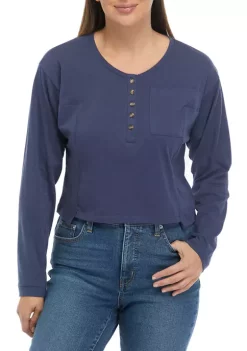 Coupon 🌟 TRUE CRAFT Long Sleeve Seamed Henley 👕 Shirt 🌟