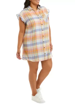 Cheap 🥰 TRUE CRAFT Plus Size Short Ruffle Sleeve 👕 Shirt 👗 Dress 🛒 -True Craft Clothing Store Belk 1180