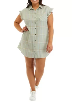 Cheap 🥰 TRUE CRAFT Plus Size Short Ruffle Sleeve 👕 Shirt 👗 Dress 🛒 -True Craft Clothing Store Belk 1181