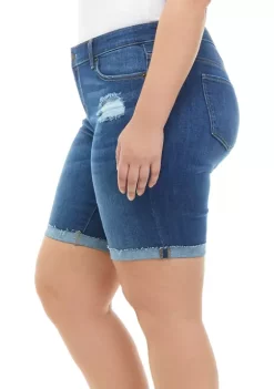 Promo 😀 TRUE CRAFT Plus Size Mid Rise Cuffed Bermuda Shorts 👍 -True Craft Clothing Store Belk 1202