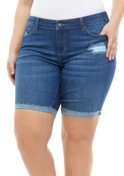Promo 😀 TRUE CRAFT Plus Size Mid Rise Cuffed Bermuda Shorts 👍 -True Craft Clothing Store Belk 1204