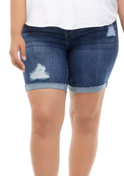 Promo 😀 TRUE CRAFT Plus Size Mid Rise Cuffed Bermuda Shorts 👍 -True Craft Clothing Store Belk 1205