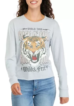 Best Sale 🥰 TRUE CRAFT Juniors' Long Sleeve Boxy Graphic T-Shirt 👍