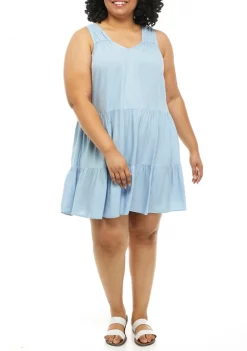 Hot Sale 🎁 TRUE CRAFT Plus Size Sleeveless Tiered 👗 Dress ❤️ -True Craft Clothing Store Belk 1314