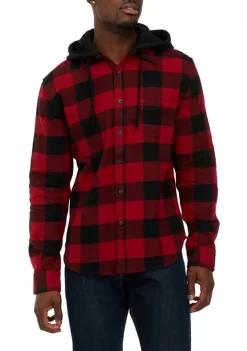 New ⭐ TRUE CRAFT Long Sleeve Hooded Flannel 👚 Shirt 🎁