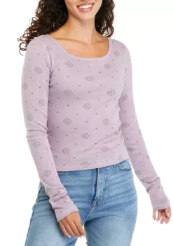 Wholesale 🥰 TRUE CRAFT Juniors' Long Sleeve Ribbed Scoop Neck T-Shirt 👍 -True Craft Clothing Store Belk 1352