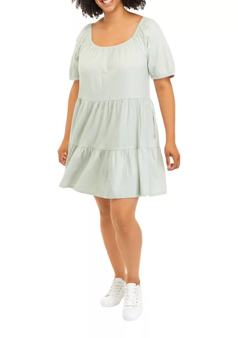 Budget ๐ TRUE CRAFT Plus Size Blouson Sleeve Tiered ๐ Dress โญ 3 Budget ๐ TRUE CRAFT Plus Size Blouson Sleeve Tiered ๐ Dress โญ