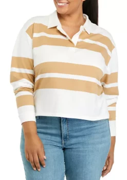 Coupon 👏 TRUE CRAFT Plus Size Long Sleeve Terry Polo 👕 Shirt 😀