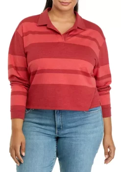 Coupon 👏 TRUE CRAFT Plus Size Long Sleeve Terry Polo 👕 Shirt 😀 -True Craft Clothing Store Belk 1395