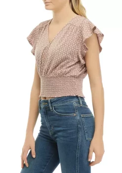 Wholesale 👏 TRUE CRAFT Printed Smocked Flutter Sleeve Top ✨ -True Craft Clothing Store Belk 1448