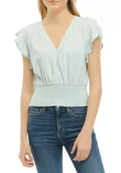 Wholesale 👏 TRUE CRAFT Printed Smocked Flutter Sleeve Top ✨ -True Craft Clothing Store Belk 1451