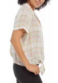 Best reviews of 😍 TRUE CRAFT Short Sleeve Woven Tie Front Top 🧨 -True Craft Clothing Store Belk 1554