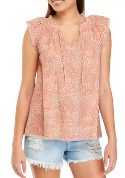 Hot Sale ๐ TRUE CRAFT Flutter Sleeve Tie Neck Printed Top โ 14 Hot Sale ๐ TRUE CRAFT Flutter Sleeve Tie Neck Printed Top โ -True Craft Clothing Store Belk 1593