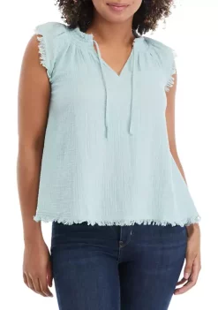 Brand new 😀 TRUE CRAFT 👩 Women's Sleeveless Flutter Shoulder Top ⌛ -True Craft Clothing Store Belk 1644