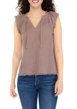 Brand new 😀 TRUE CRAFT 👩 Women's Sleeveless Flutter Shoulder Top ⌛ -True Craft Clothing Store Belk 1645