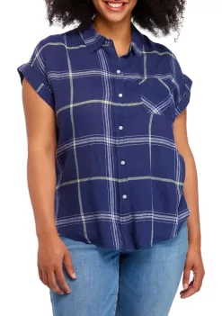 Brand new 🎉 TRUE CRAFT Plus Size Short Sleeve Camp 👚 Shirt 🤩 -True Craft Clothing Store Belk 1655