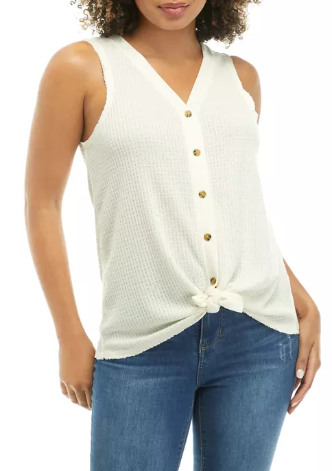 Best deal ✨ TRUE CRAFT Tie Front Waffle Knit Tank Top 🌟 6 Best deal ✨ TRUE CRAFT Tie Front Waffle Knit Tank Top 🌟 - Image 4