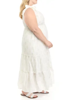 Promo 🌟 TRUE CRAFT Plus Size Sleeveless Tiered Maxi 👗 Dress ✔️ -True Craft Clothing Store Belk 1682