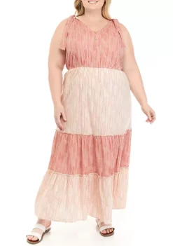 Promo 🌟 TRUE CRAFT Plus Size Sleeveless Tiered Maxi 👗 Dress ✔️ -True Craft Clothing Store Belk 1683