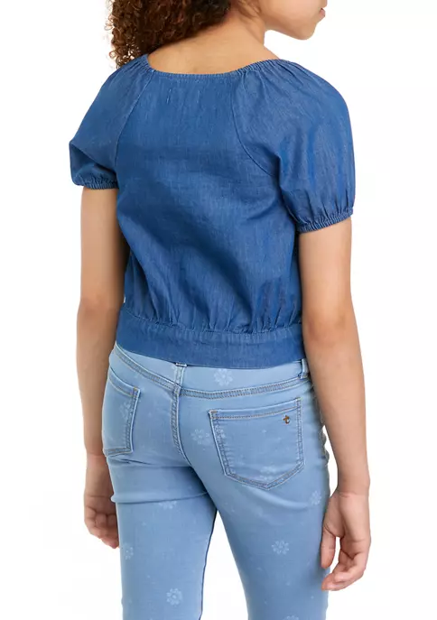 Best Sale 😀 TRUE CRAFT 👧 Girls 7-16 Short Sleeve Button Front Top 💯 4 Best Sale 😀 TRUE CRAFT 👧 Girls 7-16 Short Sleeve Button Front Top 💯 - Image 2