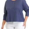 Best deal 🎉 TRUE CRAFT Plus Size Long Sleeve Cropped Easy Henley 👕 Shirt 😉 -True Craft Clothing Store Belk 1795