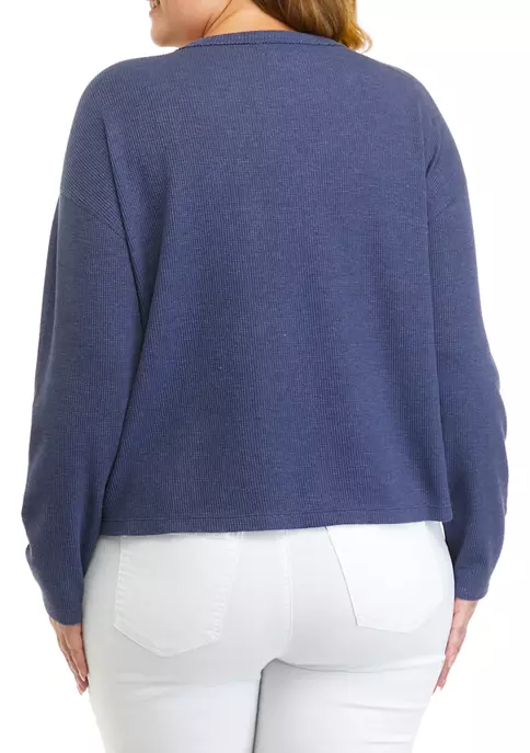 Best deal 🎉 TRUE CRAFT Plus Size Long Sleeve Cropped Easy Henley 👕 Shirt 😉 4 Best deal 🎉 TRUE CRAFT Plus Size Long Sleeve Cropped Easy Henley 👕 Shirt 😉 - Image 2