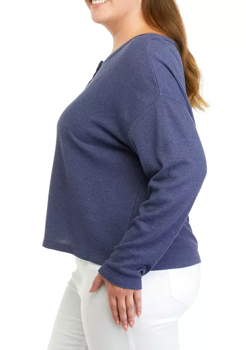 Best deal 🎉 TRUE CRAFT Plus Size Long Sleeve Cropped Easy Henley 👕 Shirt 😉 5 Best deal 🎉 TRUE CRAFT Plus Size Long Sleeve Cropped Easy Henley 👕 Shirt 😉 - Image 3