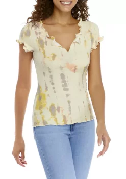 Top 10 👏 TRUE CRAFT Tie Dye Lettuce Edge Top 🥰 -True Craft Clothing Store Belk 1894