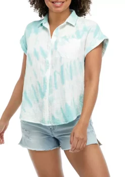 Best deal 🎉 TRUE CRAFT Short Sleeve Tie Dye Gauze Camp 👚 Shirt 🧨