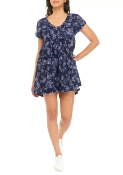Buy 🥰 TRUE CRAFT Short Sleeve Lace Up Floral 👗 Dress 🥰 -True Craft Clothing Store Belk 1969