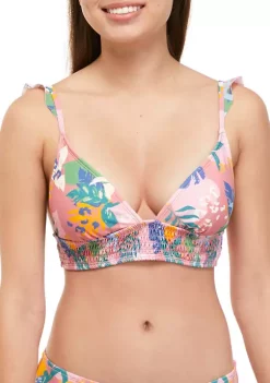 Cheapest ❤️ TRUE CRAFT Jungle Ruffle Smocked Swim Bralette 🛒 -True Craft Clothing Store Belk 2085
