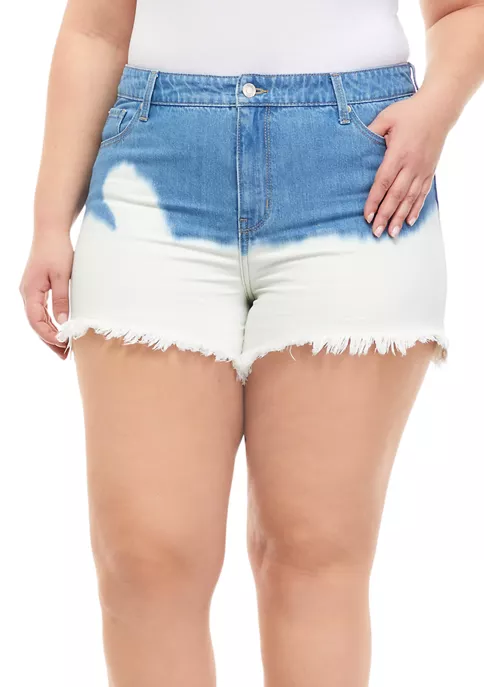 Promo ⭐ TRUE CRAFT Plus Size High Rise Bleach Dip Dyed Shorts 🎉 3 Promo ⭐ TRUE CRAFT Plus Size High Rise Bleach Dip Dyed Shorts 🎉