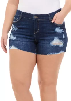 Budget 👏 TRUE CRAFT Plus Size Mid Rise Stretch Raw Edge Shorts 💯