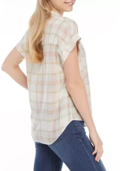 Top 10 ❤️ TRUE CRAFT Short Sleeve Woven Top 🌟 -True Craft Clothing Store Belk 2179