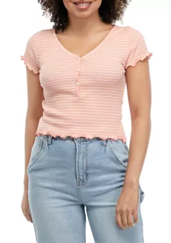 New 👍 TRUE CRAFT Short Sleeve Frayed Henley 👕 Shirt 🔔 -True Craft Clothing Store Belk 2203