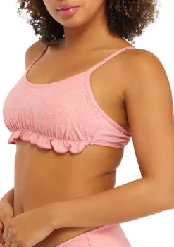 Deals 👍 TRUE CRAFT Paisley Textured Ruffle Swim Bralette ⌛ -True Craft Clothing Store Belk 2258