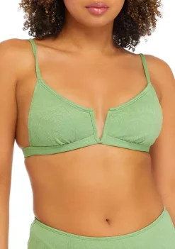 Best Sale ๐ TRUE CRAFT Textured Paisley V Wire Bralette Swim Top ๐งจ