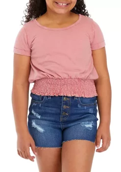 Best deal 😍 TRUE CRAFT 👧 Girls 7-16 Short Sleeve Smocked T-Shirt 😀 -True Craft Clothing Store Belk 2385