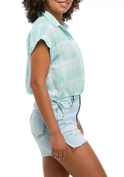 Discount 🥰 TRUE CRAFT Side Tie Plaid Camp 👕 Shirt 😉 -True Craft Clothing Store Belk 2412