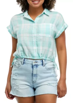 Discount 🥰 TRUE CRAFT Side Tie Plaid Camp 👕 Shirt 😉 -True Craft Clothing Store Belk 2413