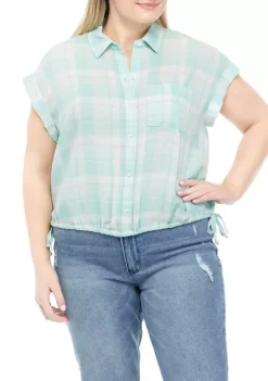 Cheap 🛒 TRUE CRAFT Plus Size Short Sleeve Side Tie Camp 👕 Shirt 🌟 -True Craft Clothing Store Belk 2441