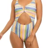 Promo ❤️ TRUE CRAFT Seaside Striped Notch Neck One Piece 🩱 Swimsuit ✨ -True Craft Clothing Store Belk 2493