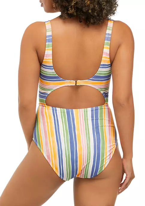 Promo โค๏ธ TRUE CRAFT Seaside Striped Notch Neck One Piece ๐ฉฑ Swimsuit โจ 4 Promo โค๏ธ TRUE CRAFT Seaside Striped Notch Neck One Piece ๐ฉฑ Swimsuit โจ - Image 2