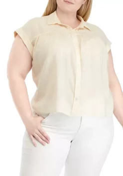 Buy 👍 TRUE CRAFT Plus Size Short Sleeve Shirred Yoke 👕 Shirt 💯